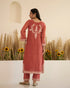 Rust Blush – Dori Embroidered A-Line Suit Set With Pockets